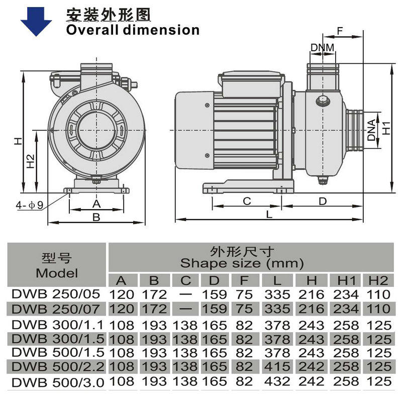 dwb25005t small centrifugal water pump cast for transportation JT-2